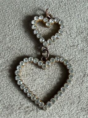 Crystal Heart Drop pendant - Clear Rhinestone Hearts
